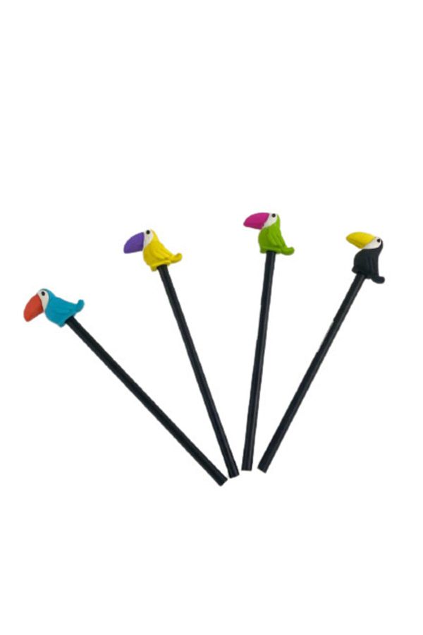 Dolphin-Parrots 4-Piece Pencil Set with Eraser Head 1