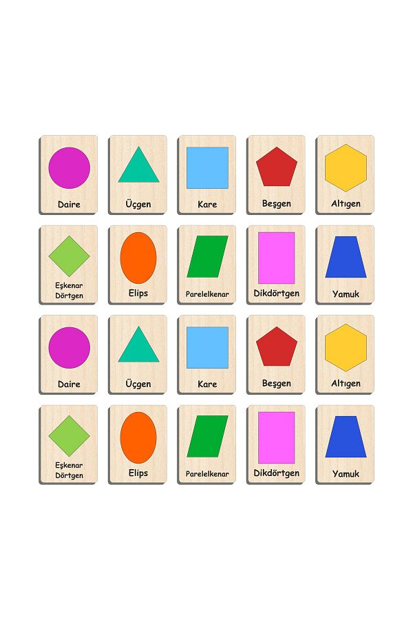 Ahtek-Wooden Puzzle Intelligence Cards Matching Game Memory Card Puzzle (geometric Shapes) 1