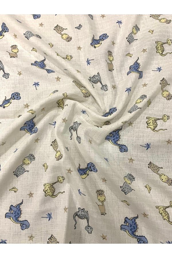 ORENDA LIFE Blue Dinosaur Muslin Cloth Blanket Trendyol