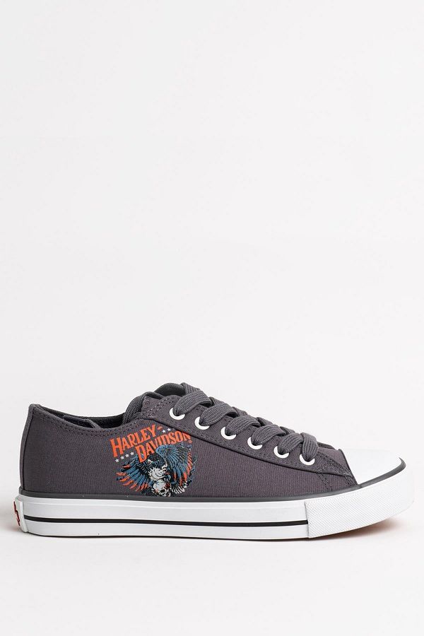 Harley Davidson Women s Gray Linen Sneakers Trendyol