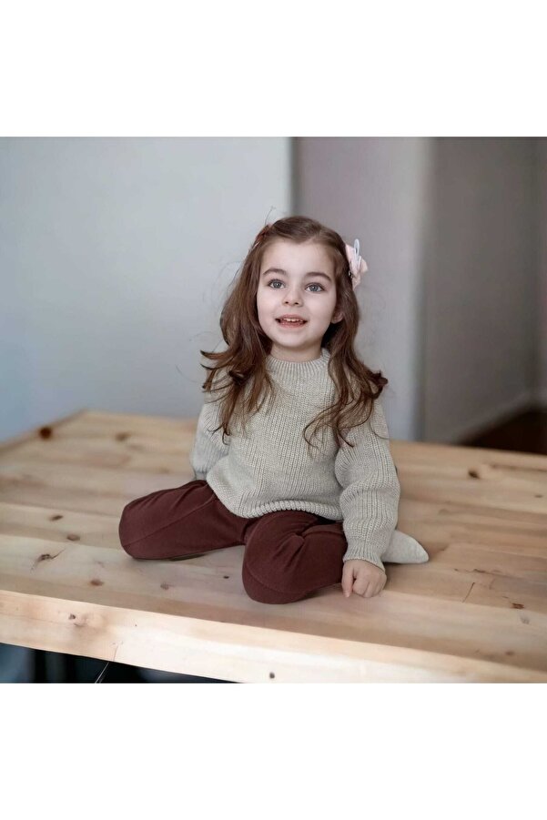 BEBEĞİME ÇORAP Erkek Bebek Çocuk Kız Bebek Çocuk Bisiklet Yaka Oversize Triko Kazak