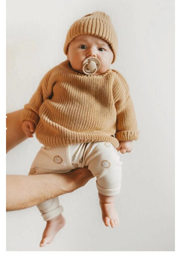 Meriç bebe Unisex Bebek Çocuk Bisiklet Yaka Extra Esnek A.kahve Triko Kazak