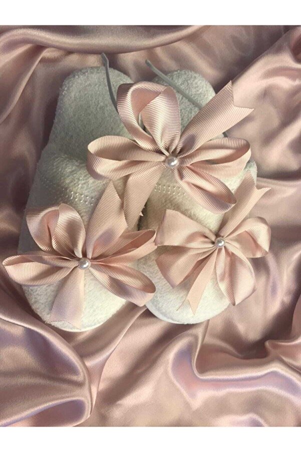 SÜSLÜTASARIM Fiyonklu Pudra Lohusa Terlik Taç Seti 1006 – Lohusa Seti – Lohusa Seti – Lohusa Seti