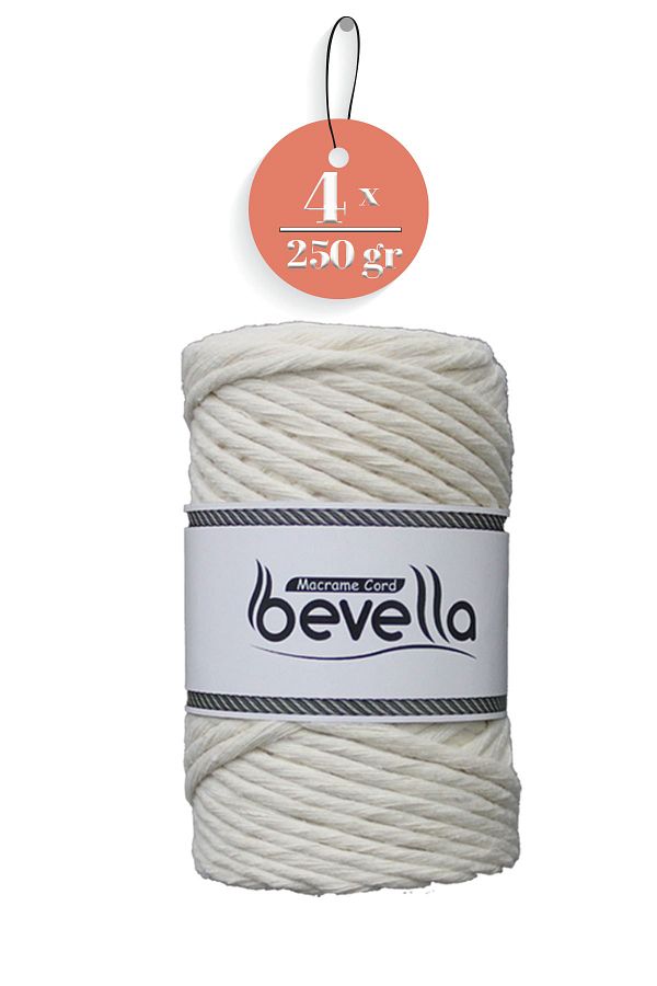 Bevella Macrame Cord-Ecru 1 Kg 4 Pieces Macrame Thread 3 Mm Screened Cotton Macrame Threads Macrame Thread Ecru 1