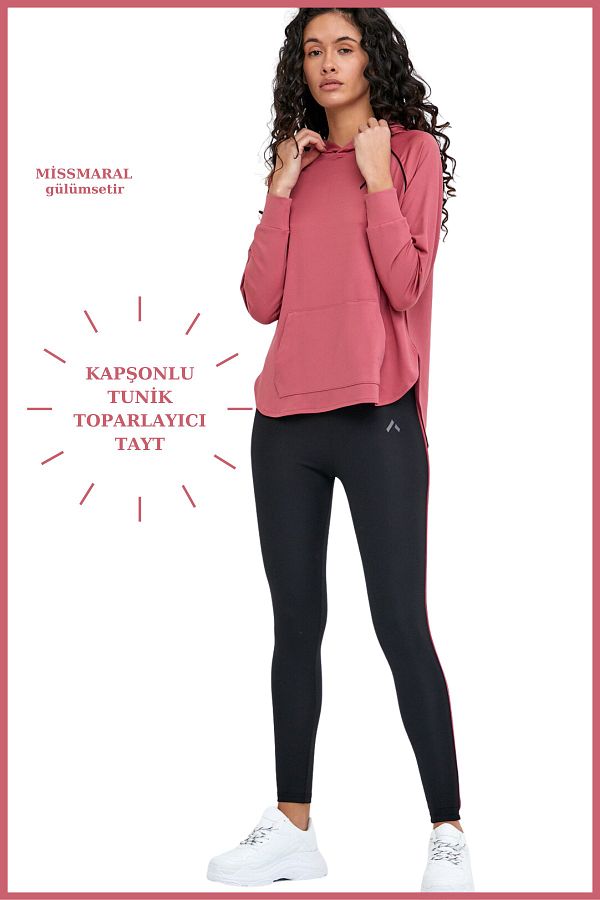 missmaral Women s Tracksuit Set Sports Tunic Slim Fit Leggings Diving Fabric Sports And Casual Dried Rose 3060 Trendyol