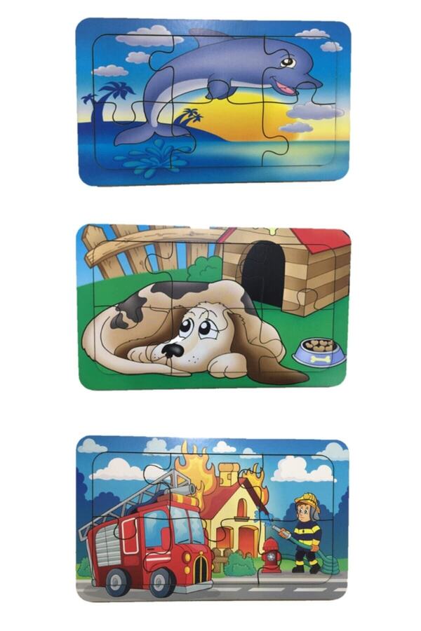 Trendy Toys Ahşap Puzzle Ilk Yapbozum 3 Adet 6 Parçalı 18x11cm