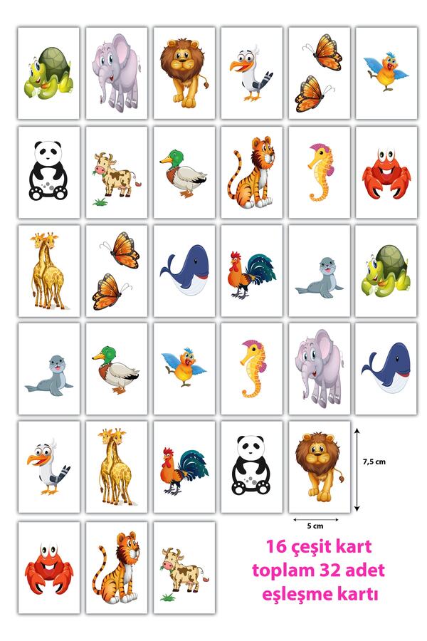 cabuk baskı Sevimli Hayvanlar, Zeka Kartları Eşleştirme Oyunu Hafıza Kartı,oyun Kartı, Eşleştirme Oyun Kartları