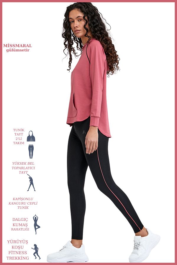 missmaral Women s Tracksuit Set Sports Tunic Slim Fit Leggings Diving Fabric Sports And Casual Dried Rose 3060 Trendyol