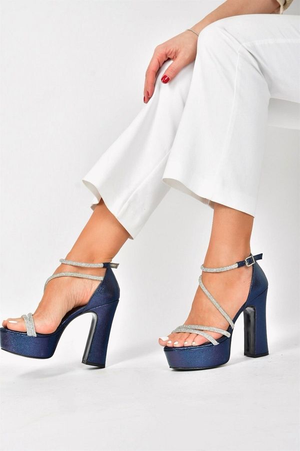 Blue thick heels clearance