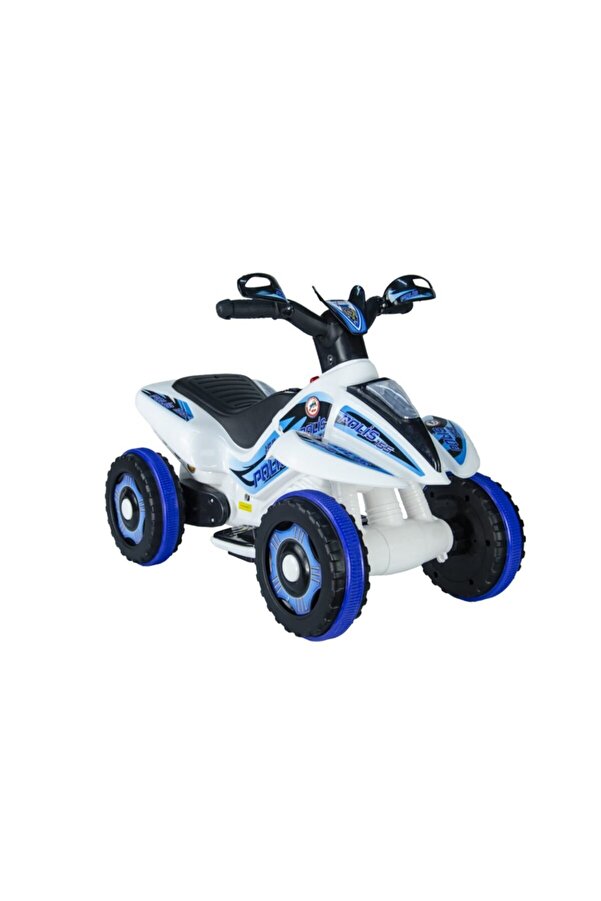 ujtoys Akülü Atv 6 V Safari Beyaz Polis-ışıklı Ve Müzikli