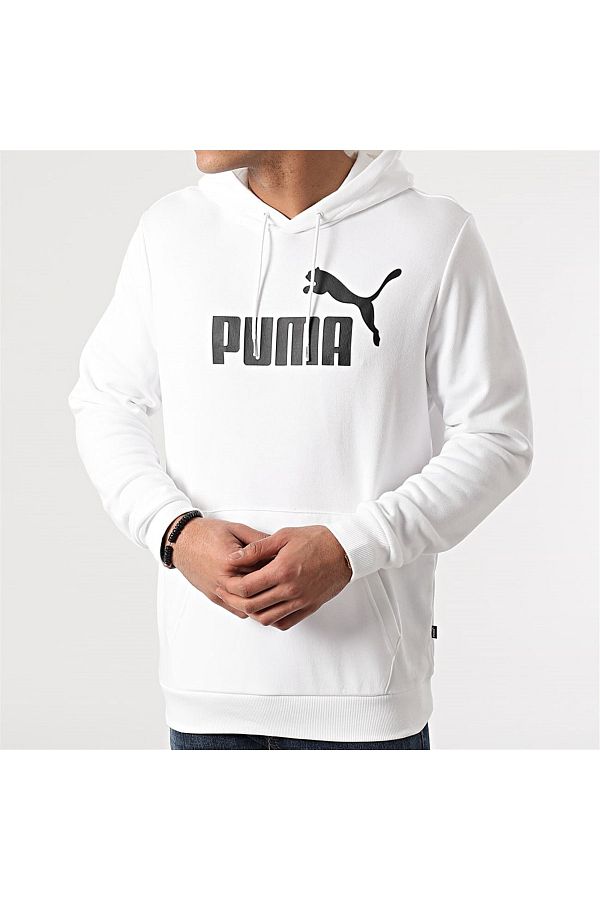 Puma Ess Big Logo Hoodie Men s White Hooded Sweatshirt 586688 02