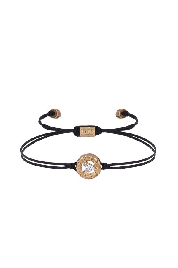 Juju-Black String Round Bracelet with Triangle Stones in the Middle 1