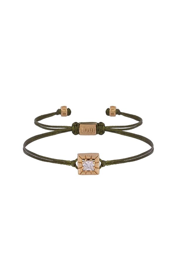Juju-Square Bracelet with Square Stones in the Middle and Green String 1