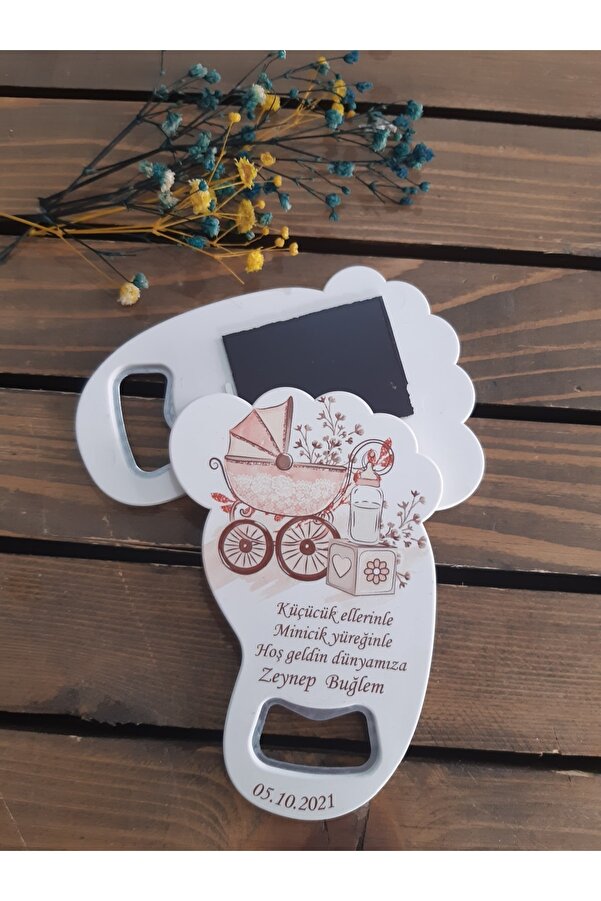 Mira Baskı 25 Adet Yeni Doğum, Doğum Günü Hatırası Ayak Izi Açacaklı Magnet Hediyelik