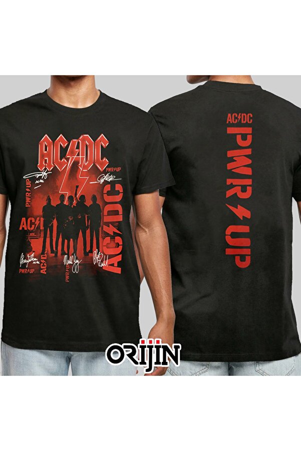Orijin Tekstil Ac Dc Power Up Front Back Printed Unisex Black