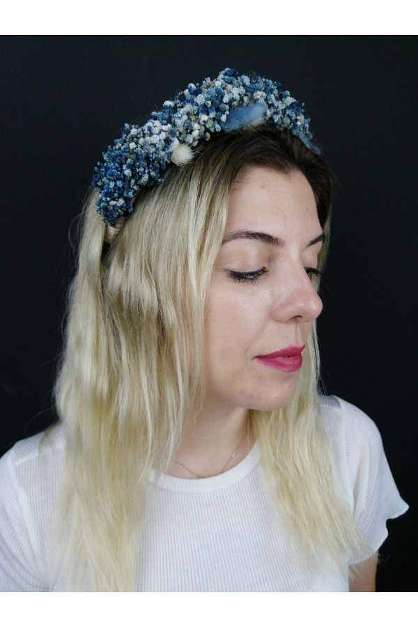 GELD-Women's Blue Dried Flower Crown 1