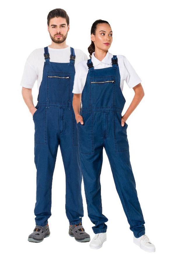 Denim strap jumpsuit cheap