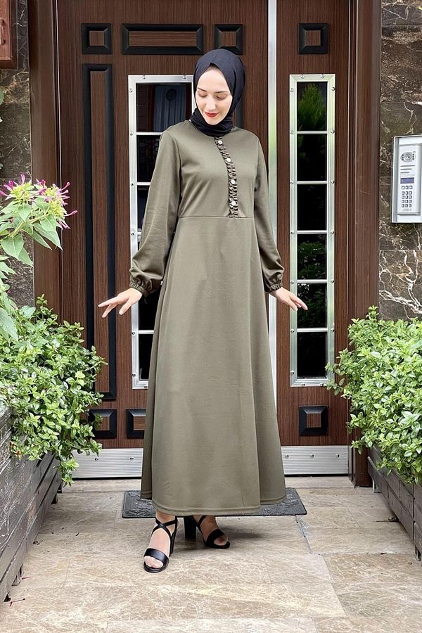DAS KLEID Frilly Hijab Dress Khaki Trendyol