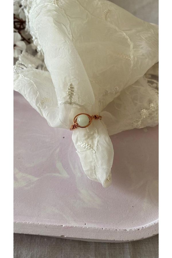 PelvedDesign Phosphorus Stone Glow in the Dark Copper Wire Ring Trendyol