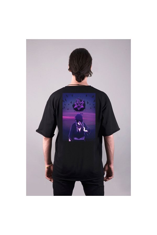 Caddemia-Naruto Sasuke Uchiha Over-Size T-Shirt - Front and Back Printed (Unisex) 1