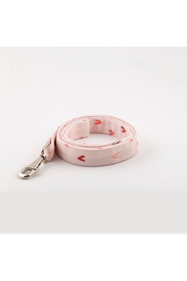 Lusi Doog-Pink Dog Walking Strap with Heart Dog Collar (Width Optional) 1