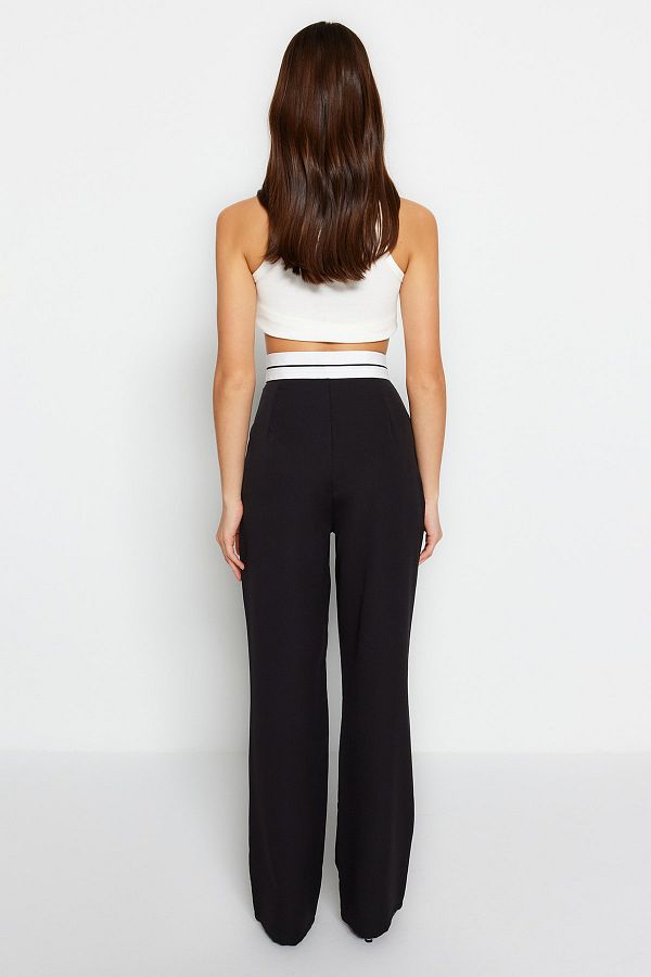 Trendyol Collection Black Wide Leg High Waist Woven Trousers with 