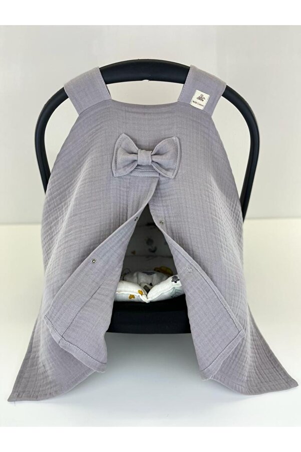 Puro Cotone 4 Kat Müslin Puset Örtüsü Ve Puset Minderi Gri