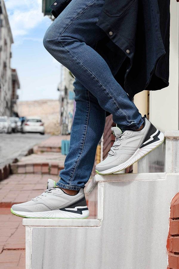 Jump 27440 Light Gray Navy Blue Neon Green Men s Daily Comfortable Walking Running Sneaker Sports Shoes Trendyol