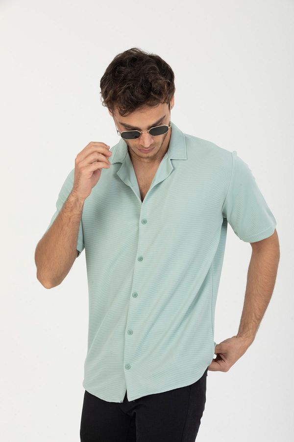 coder-Mint Green Regular Fit Short Sleeve Men's Shirt 1