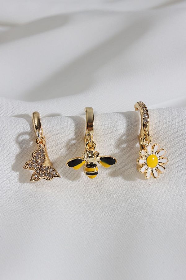Suspus Accessories 3 Piece Bee Figured Gold Earrings Trendyol