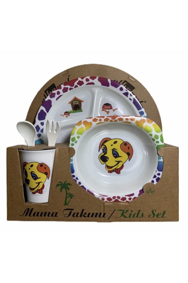 GGS Bebek Mama Tabağı Köpek Formlu 5 Li Set Melamin Kare