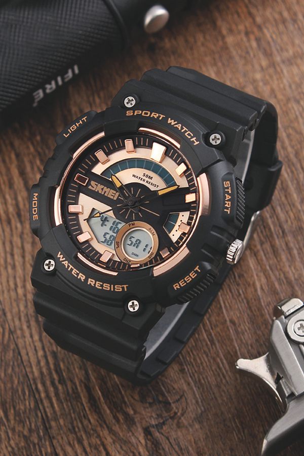 Skmei Skme 1235 Waterproof Men s Wristwatch with Gold Alarm and Stopwatch Trendyol