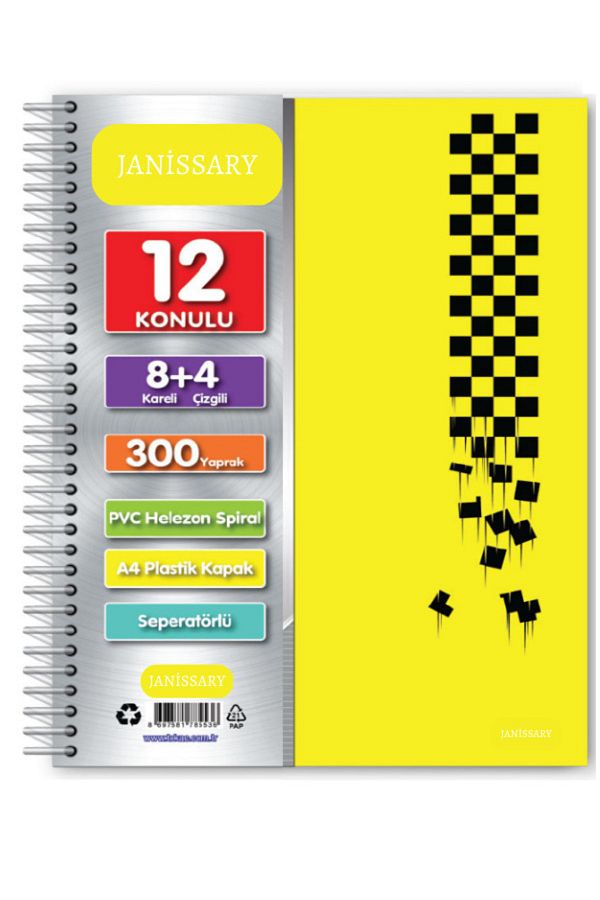 Janissary-8 4 Sections 300 Sheets A4 Lettered Bookmark Notebook 8 Plaids 4 Lines Multiple Notebook 1