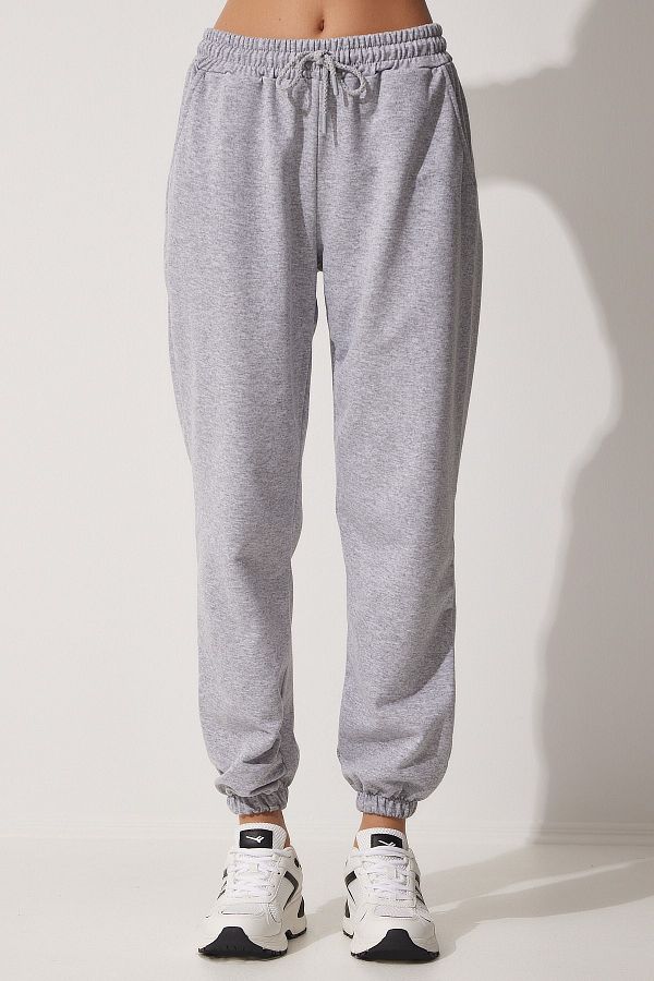 Grey sweatpants with elastic ankles on sale