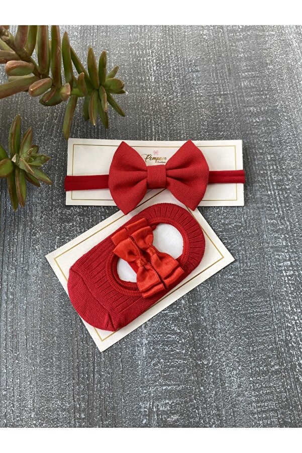 pempem bandana Kız Bebek Babet Çorap Fiyonk Saç Bandi Takim