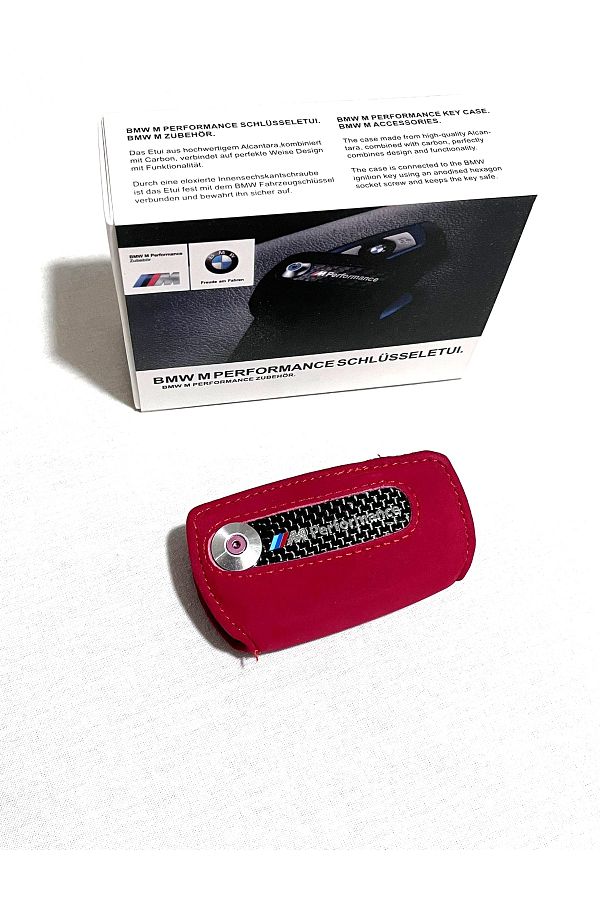 idealaksesuar-Bmw F10 F20 F30 Alacantra M Performance Key Case Keychain Car Keychain Bmw Full Red Model 1