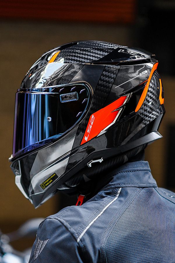 LS2-Challenger C Carbon Alloy Titanium-chrome-orange Helmet 1
