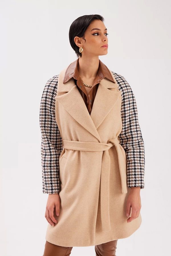 Houndstooth belted coat discount