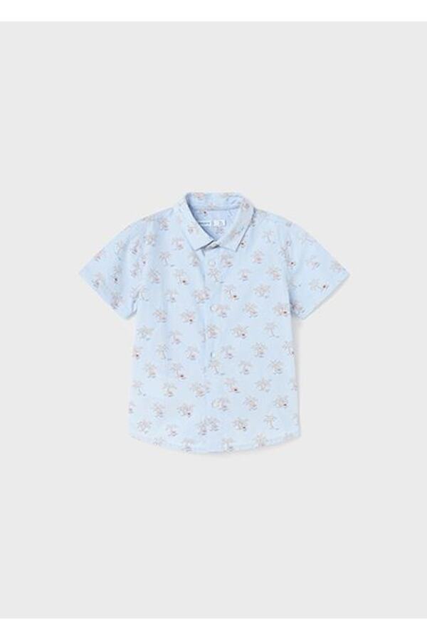 Mayoral Erkek Bebek Mavi Gömlek Kısa Kol Baskılı