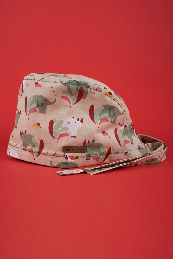 Best Bone-Rhino and Elephant Patterned Surgical Bonnet 1