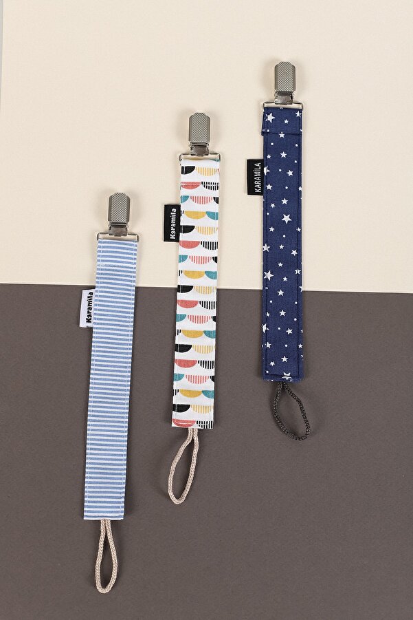 KARAMİLA 3’lü Set Bebek Emzik Askısı - Emzik Zinciri - Emzik Tutacağı