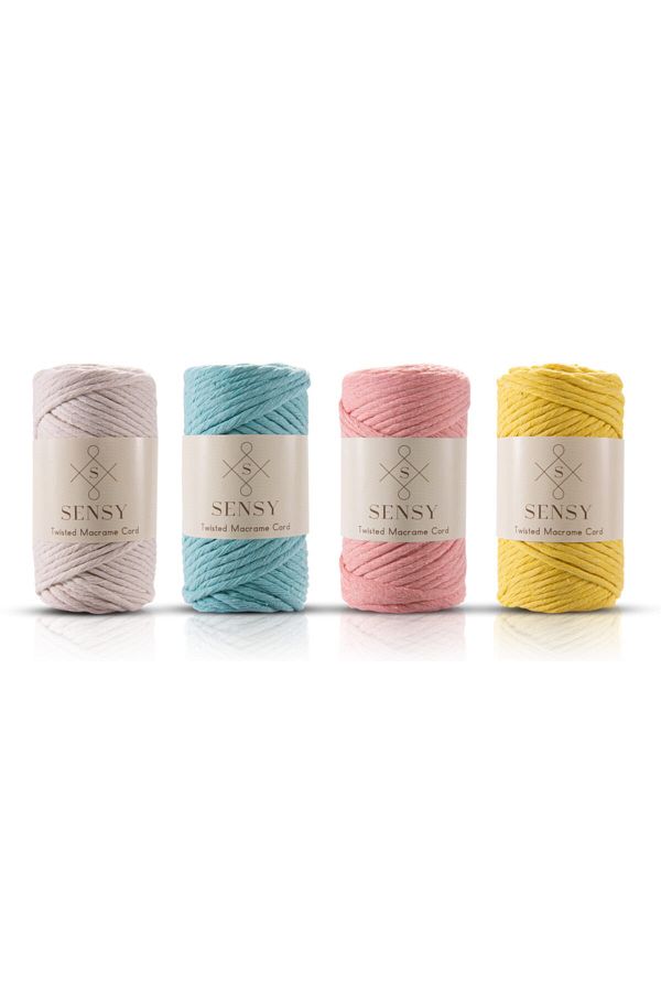 SENSY-Premium Scanned Macrame Hobby Thread Set of 4 Ecru - Mint - Salmon - Light Yellow 1