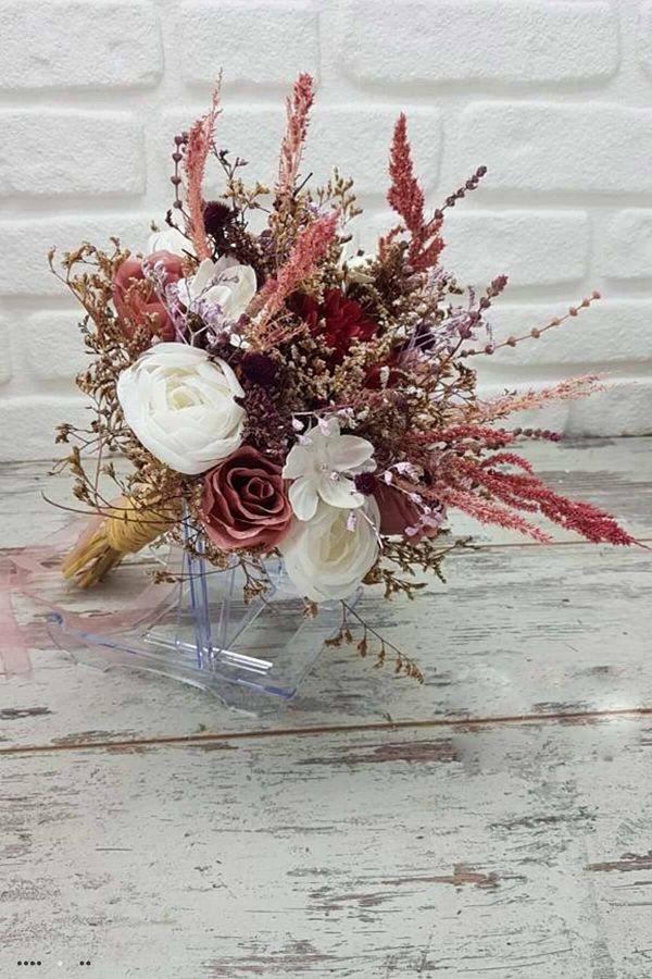 Aker Hediyelik-Powder White Decor Bouquet Rose Decor Flower Bunch Promise Engagement Flower Models Design Artificial Flowers 1
