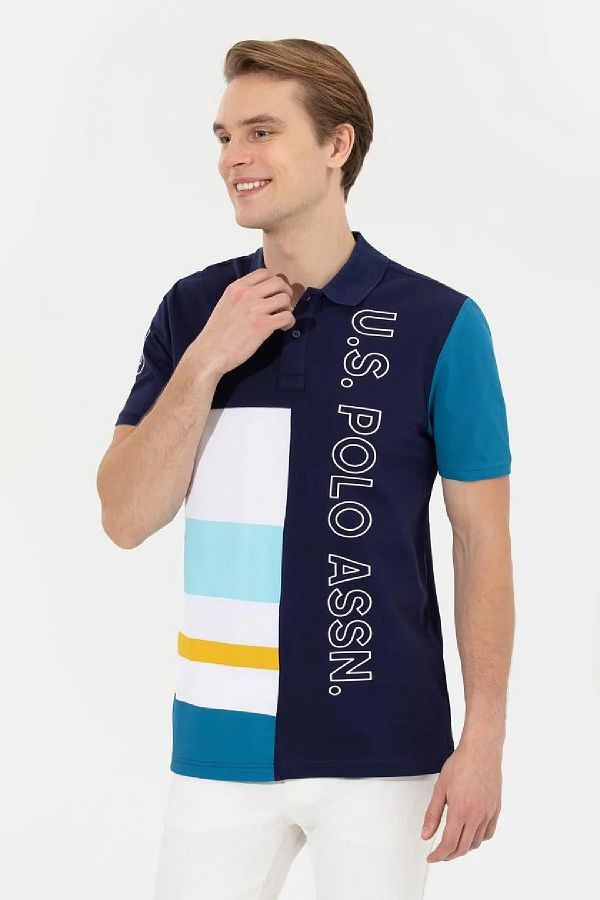 U.S. Polo Assn.-تيشيرت رجالي بياقة بولو - قصة مريحة 1