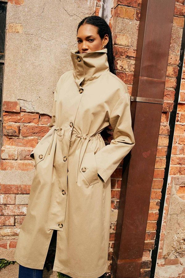 Defacto Sorbe X Oversize Belted 100 Cotton Trench Coat Trendyol