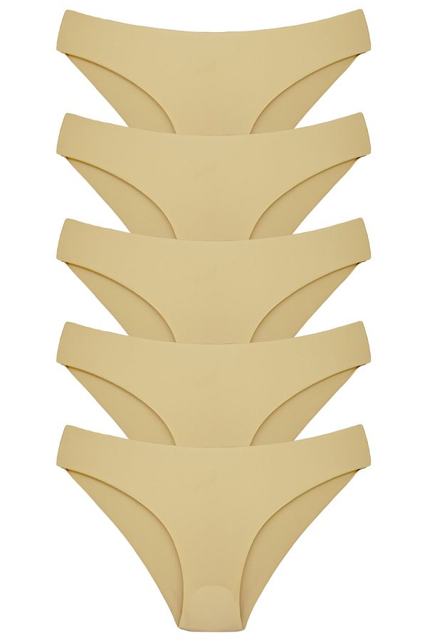 HNX-5-Piece Interlock Fabric Laser Cut Seamless Non-Marking Slip Women's Panties 1