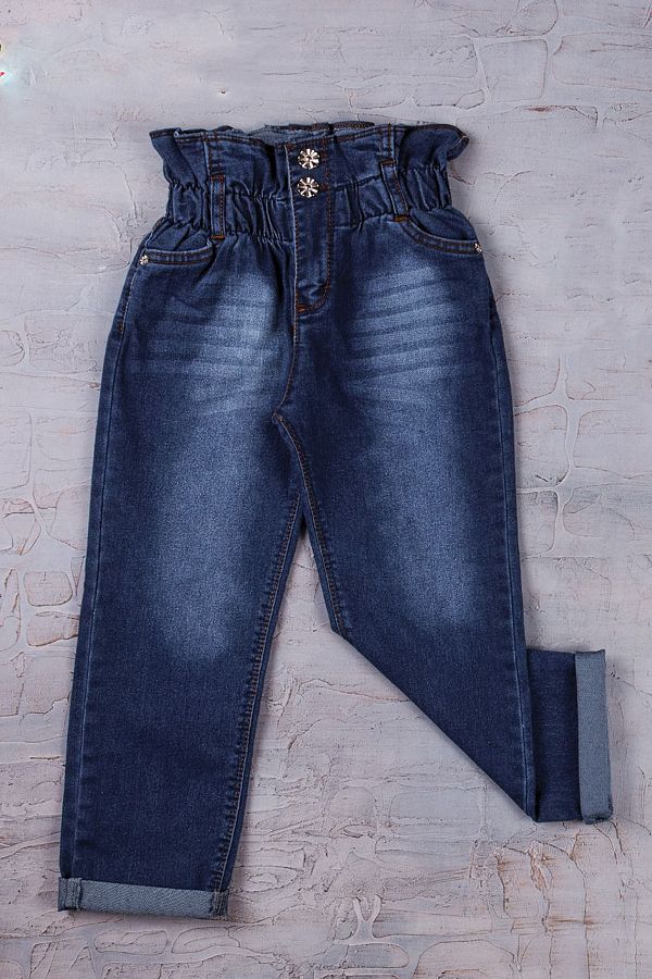 ADABEBEK-Blugi cu elastic cu talie înaltă albastră Lycra 4541-4542 1