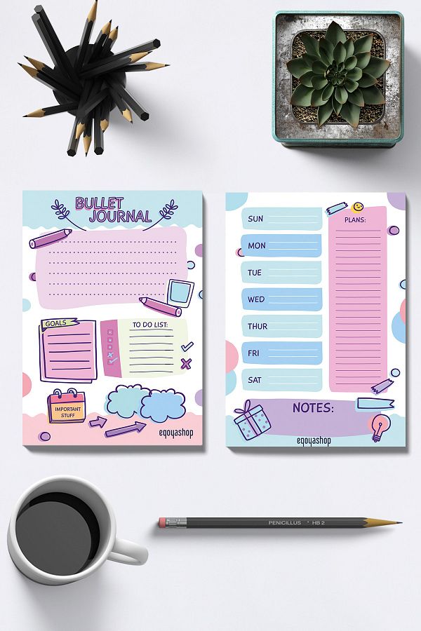 Egoya Shop-Bullet Journal Set A5, Bujo, To Do List, Daily & Weekly Planner, Notes, Goals 1