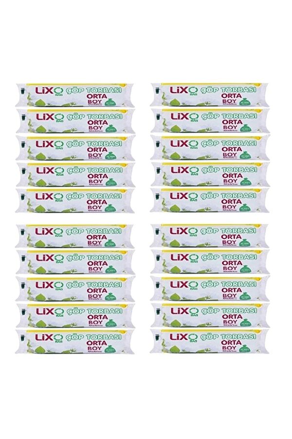 LİXOBAG-Medium Size Garbage Bag 55x60 Cm 20 Pieces Rolls * 20 Packs = 400 Pieces Blue 1