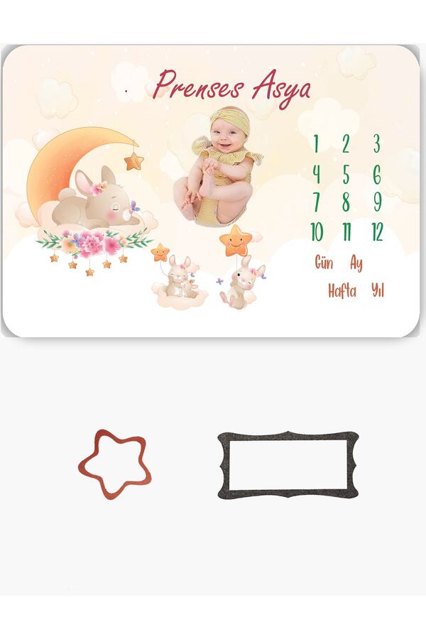 Genel Markalar Kişiye Özel Isimli Polar Kız Bebek Hediye Aylık Fotoğraf Anı Battaniyesi, Yeni Doğan